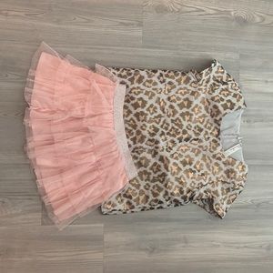 Skirt and shirt girl size 8. Pink gold blue skirt and shirt